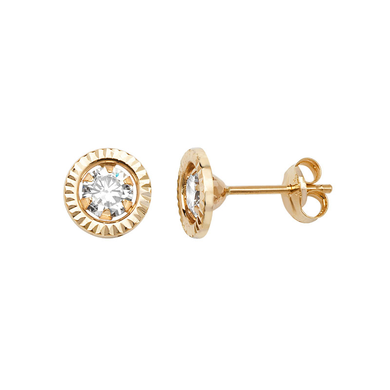 9ct Gold Detailed CZ Studs