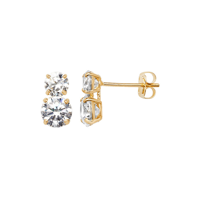 9ct CZ Two Tier Stud