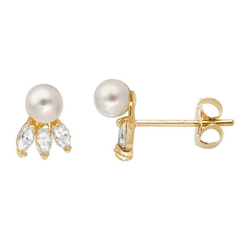 9ct CZ Pearl Earrings