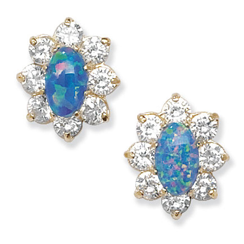 9ct Blue Opal Studs