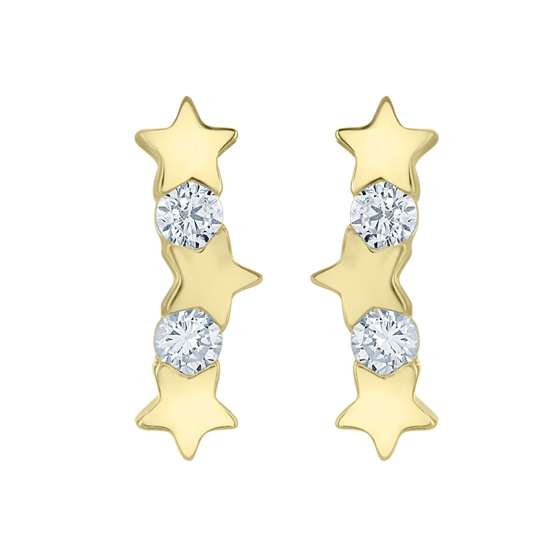9ct Gold CZ Star Drop Earrings