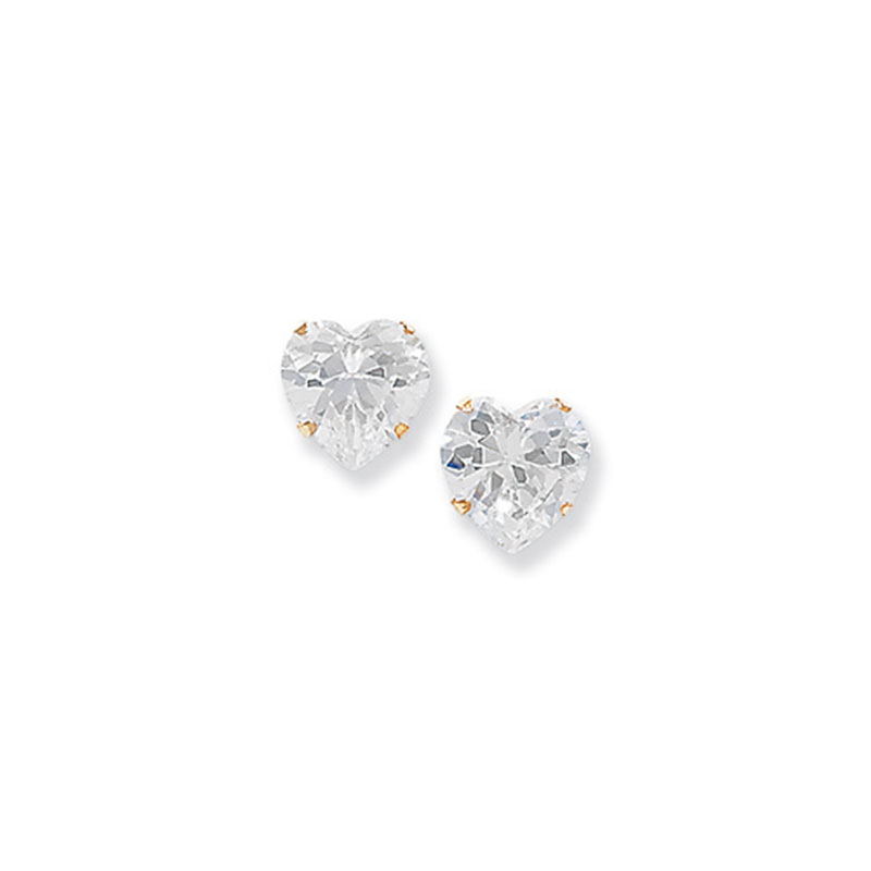 9ct CZ Heart Studs