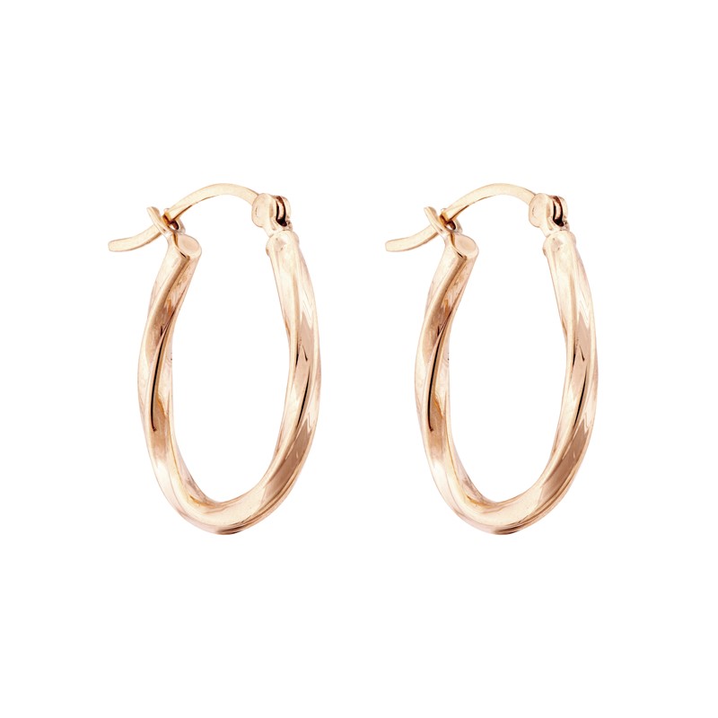 9ct Polished Oval Twist Hoops