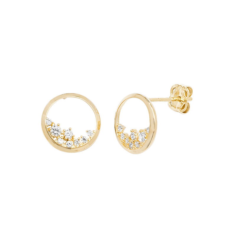 Gold Cluster Circle Studs