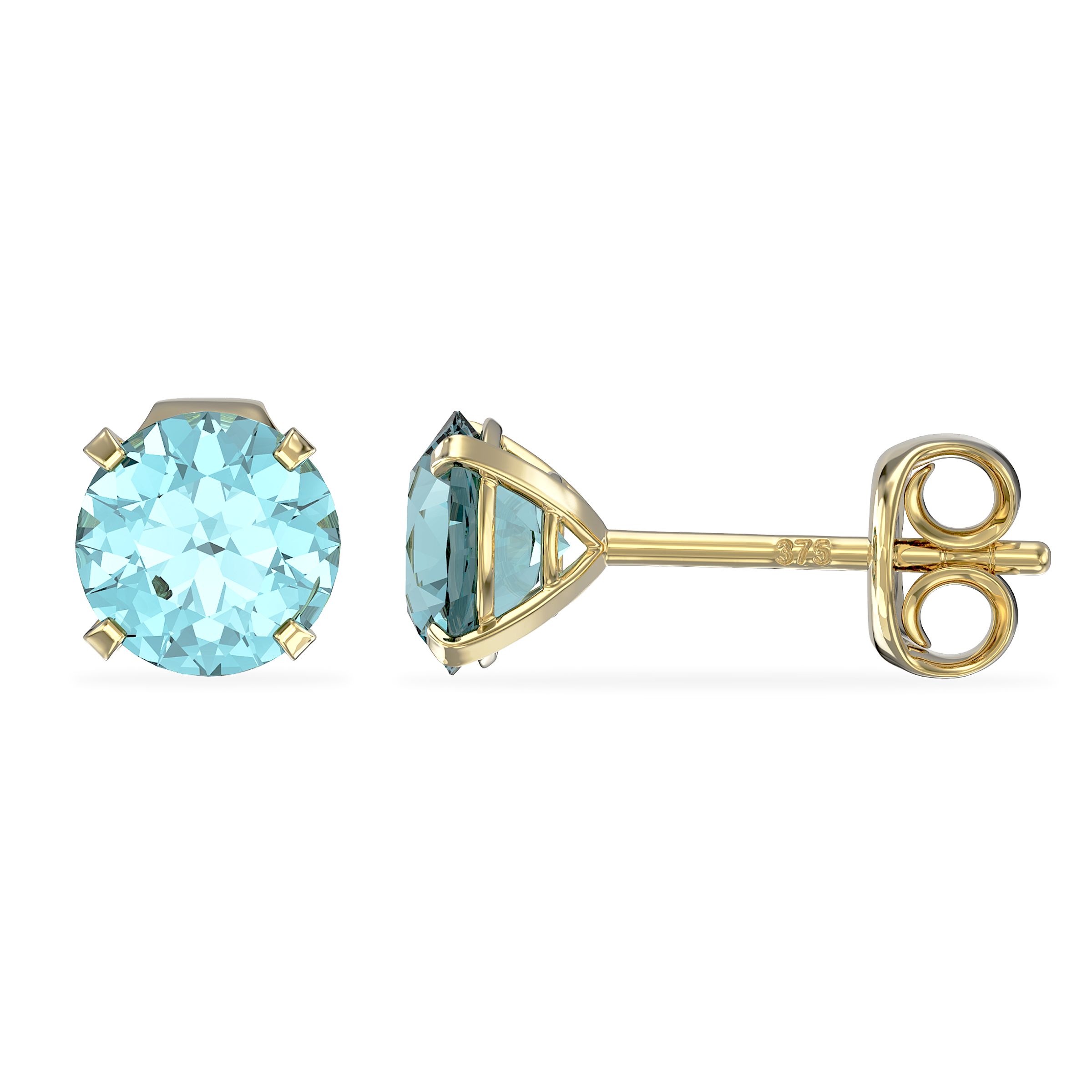 Gold March Birthstone Stud Earrings