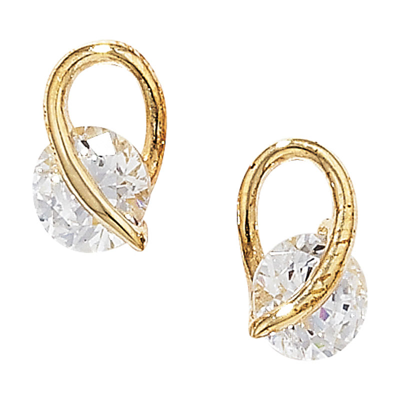 9ct CZ Earring with loop