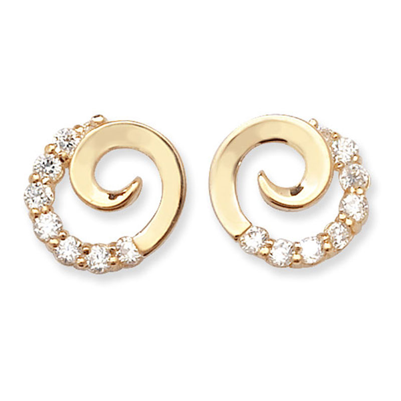 9ct Twirl CZ Earring