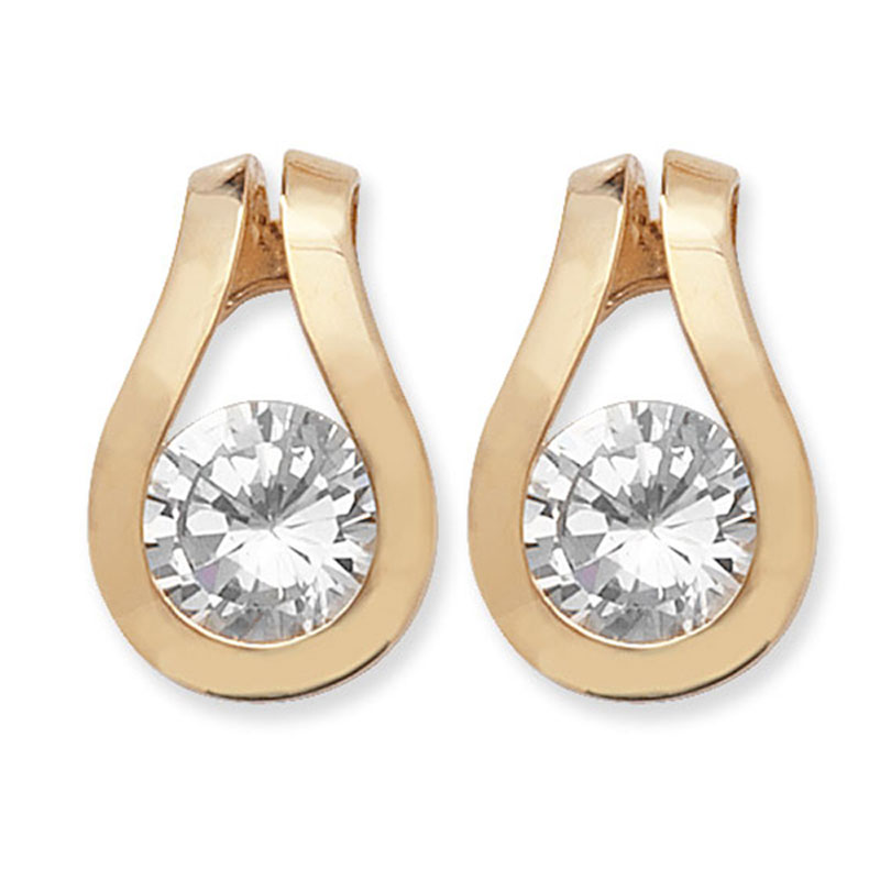 9ct Gold CZ Drop Earrings