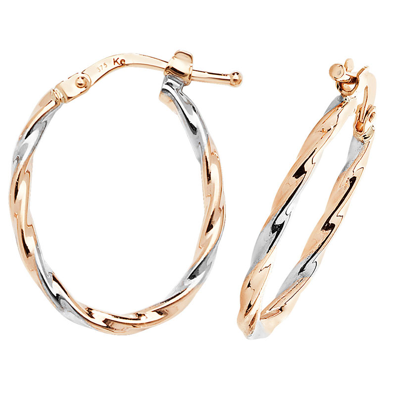 Two Tone 9ct Gold Hoops
