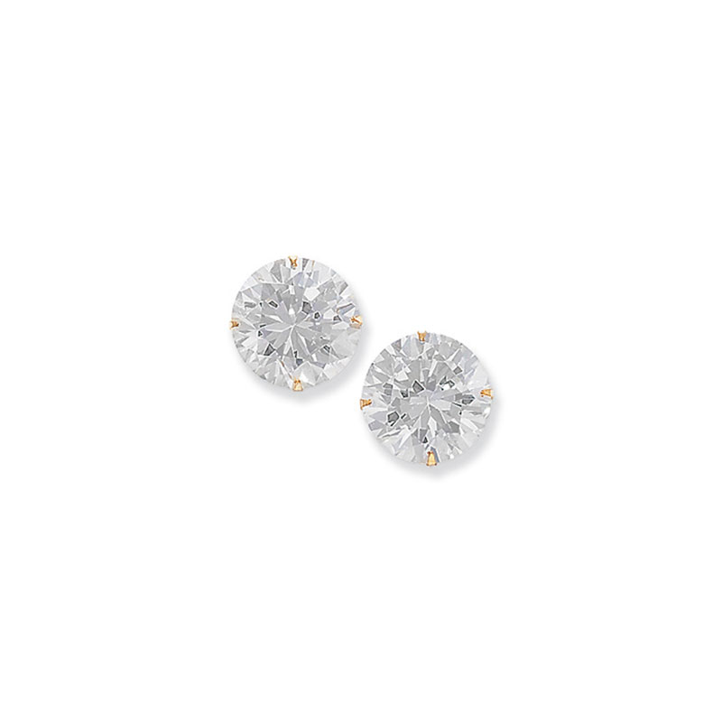 Gold Round CZ Studs