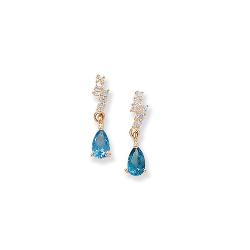 9ct Blue Topaz Drop Earring