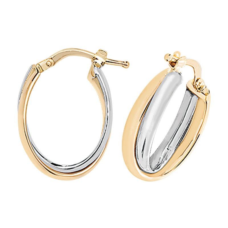 Narrow Two Tone 9ct Gold Hoop