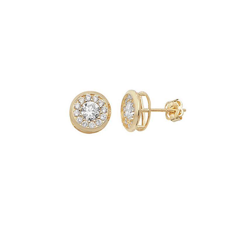 Gold Circle CZ Studs