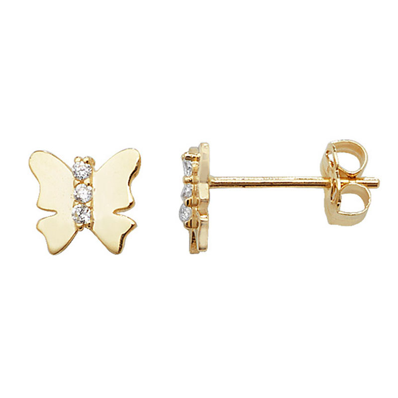 9ct Gold CZ Butterfly Earrings
