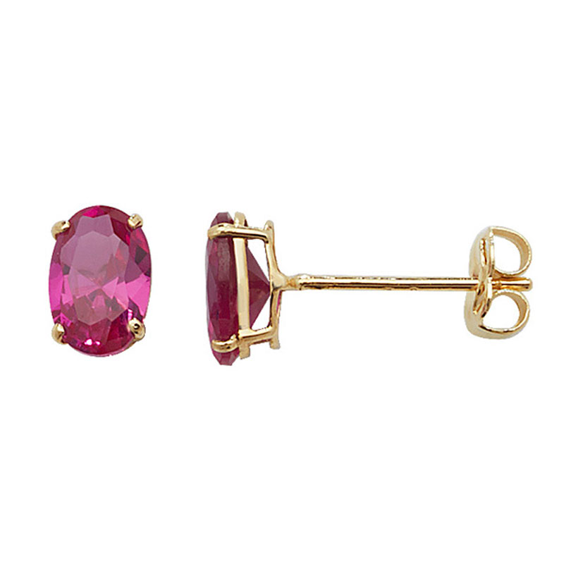 9ct Ruby Oval Studs