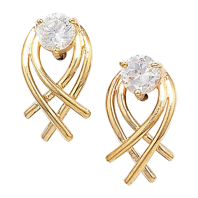 Gold CZ Linear Earring