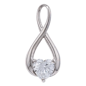 9ct White Gold Infinity CZ Drop Pendant