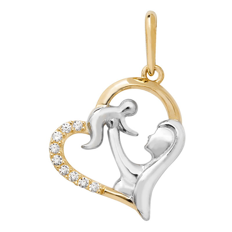 9ct Mother and Baby Heart Pendant