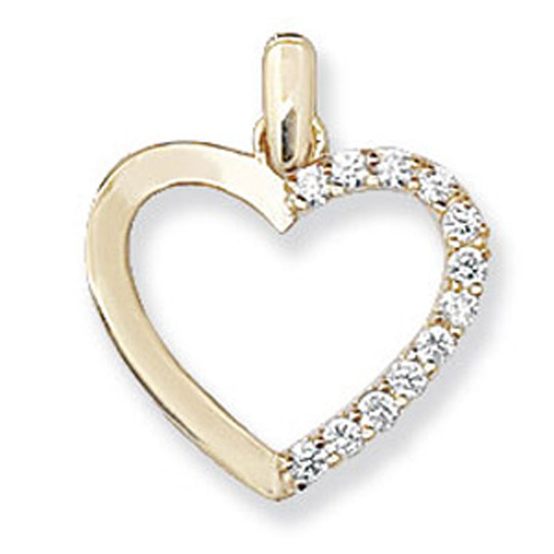 CZ 9ct Heart Pendant