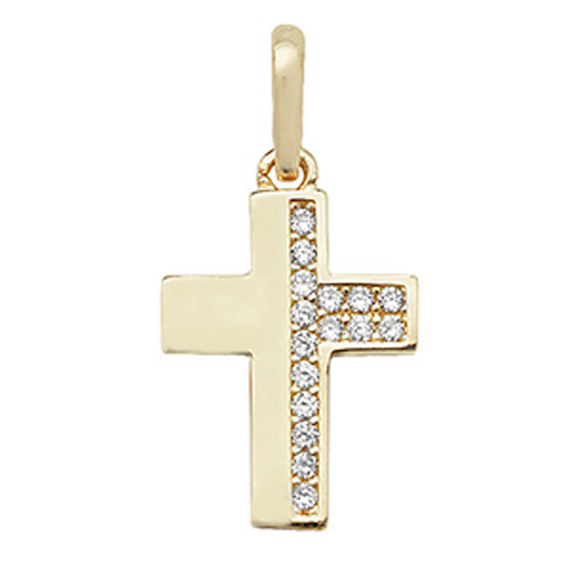 9ct Small Gold CZ Cross Pendant