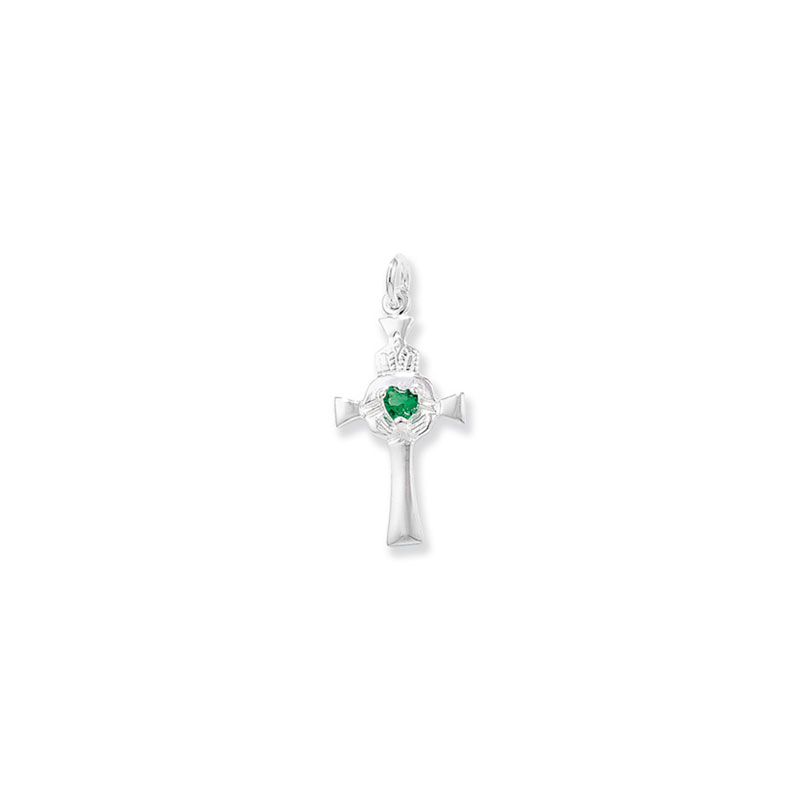 Claddagh Cross Green CZ Set