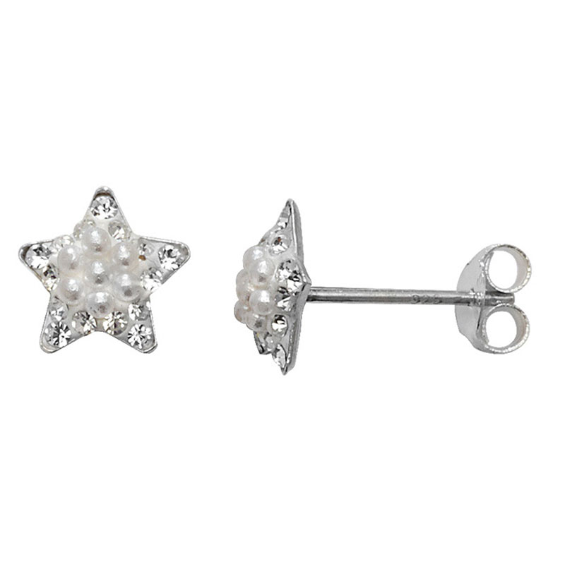 CZ Pearl Star Earring Set