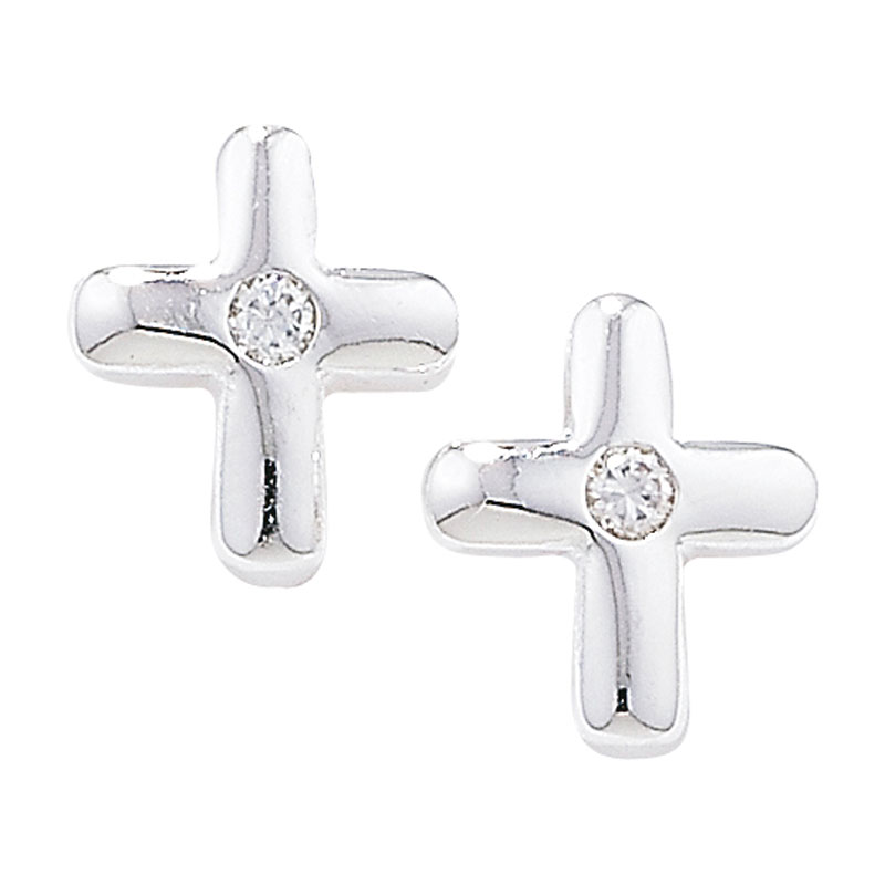 CZ Cross Earring Set