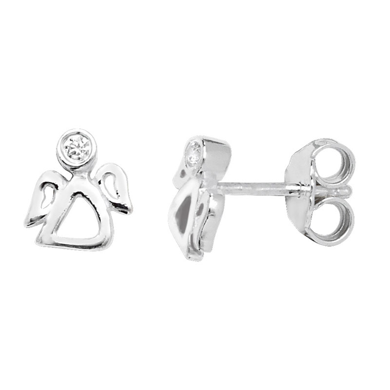 Sterling Silver Angel CZ Earring Set