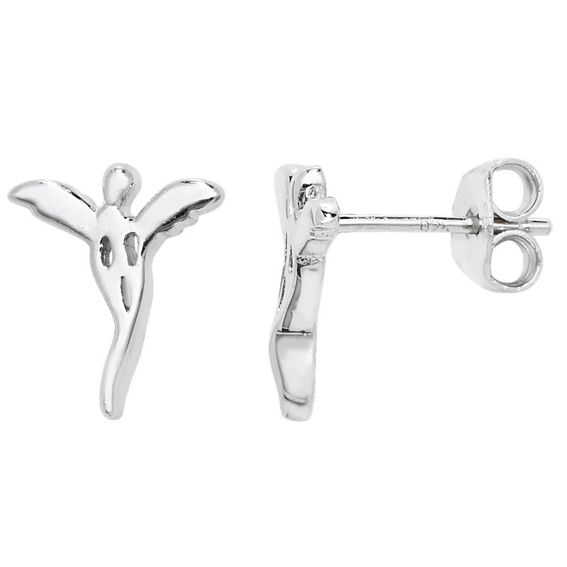 Rhodium Plated Angel Earring Set