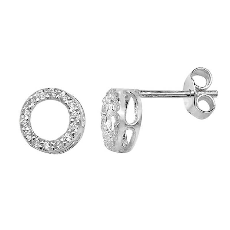 Pave Set Circle Earring Set