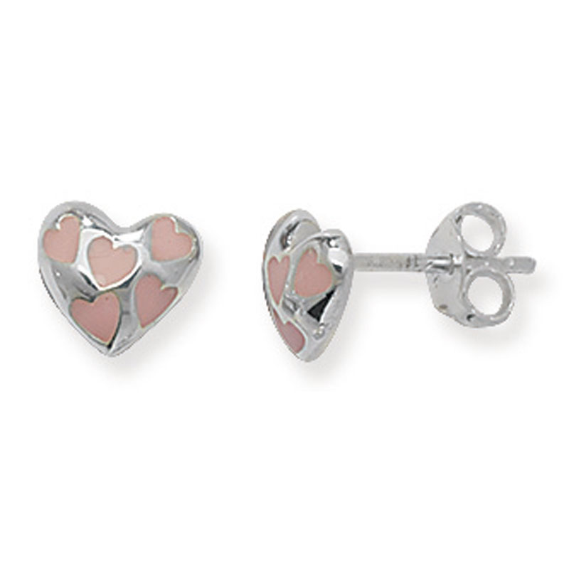 Pink Heart Earring Set