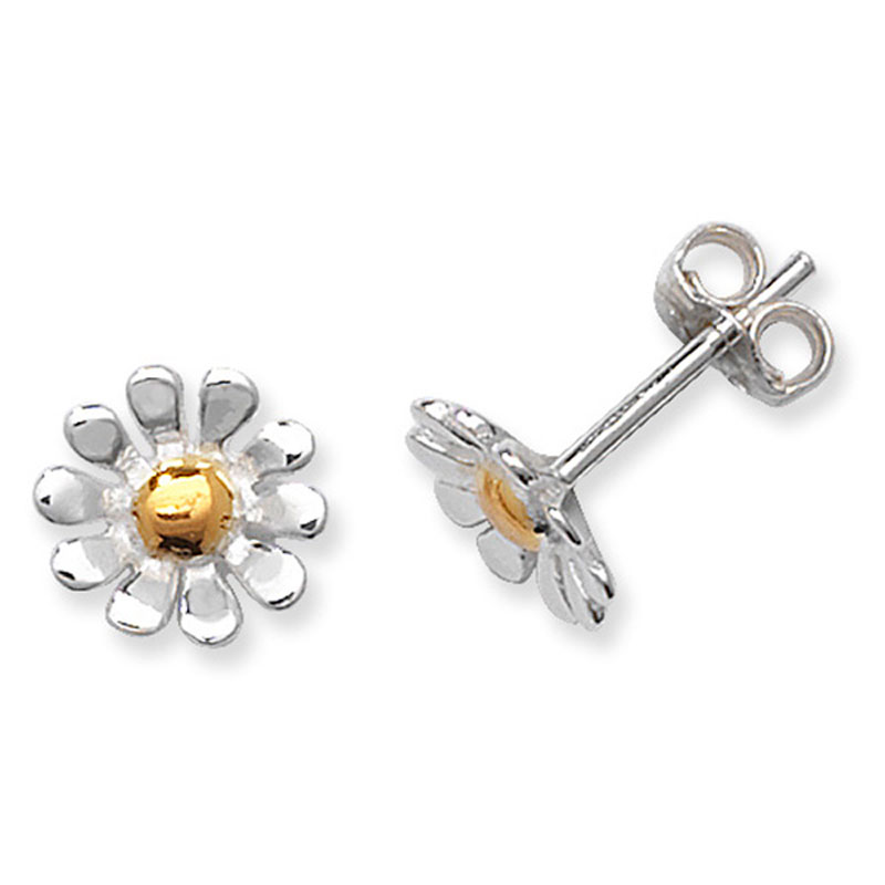 wo Tone Gold Plated Daisy Earrings Set