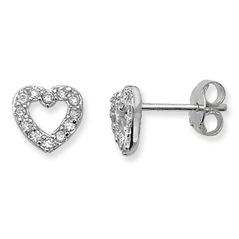 CZ Open Heart Earring Set