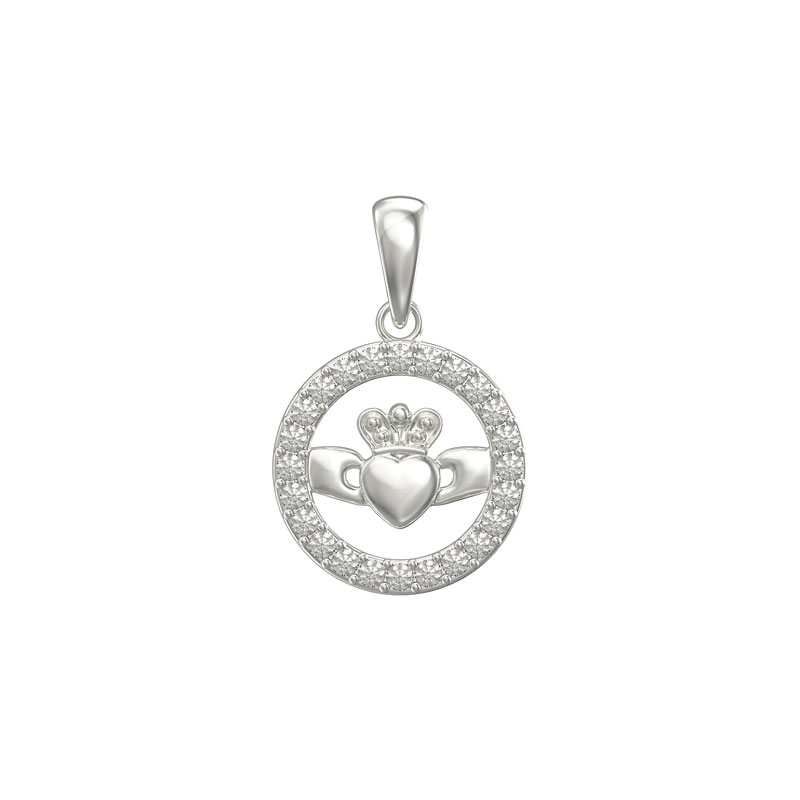 CZ Claddagh Pendant Set