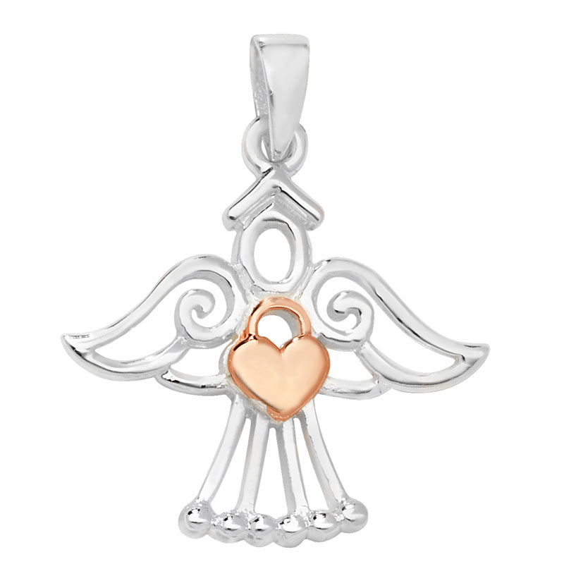 HC S/S Angel Pendant With Heart Set