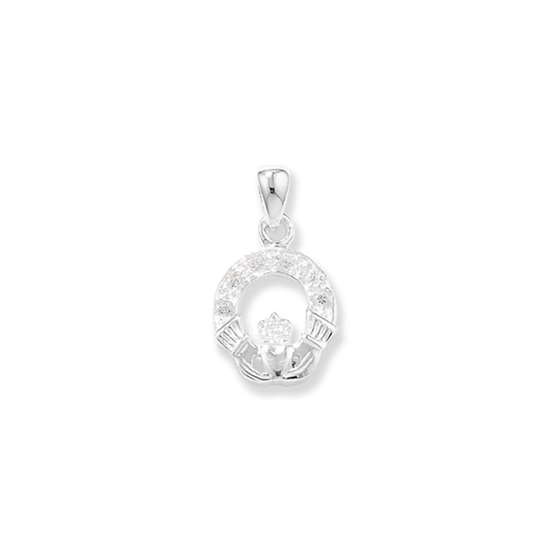 Holy communion CZ claddagh pendant