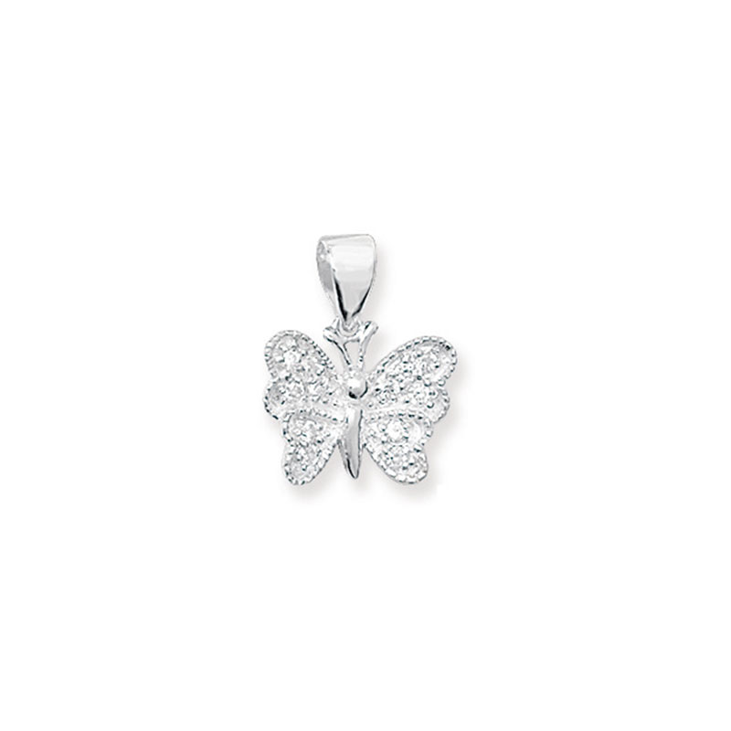 White Cz Butterfly Pendant Set