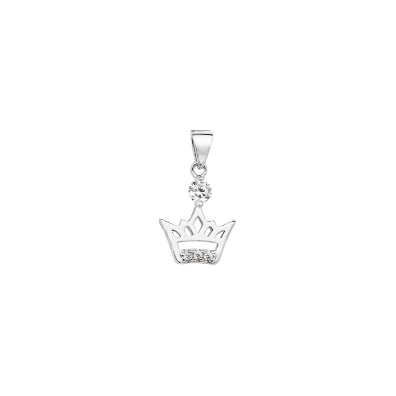 Cut Out Crown Cz Pendant Set