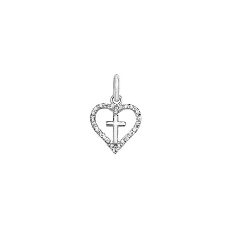 Cz Set Heart With Cross Detail Set