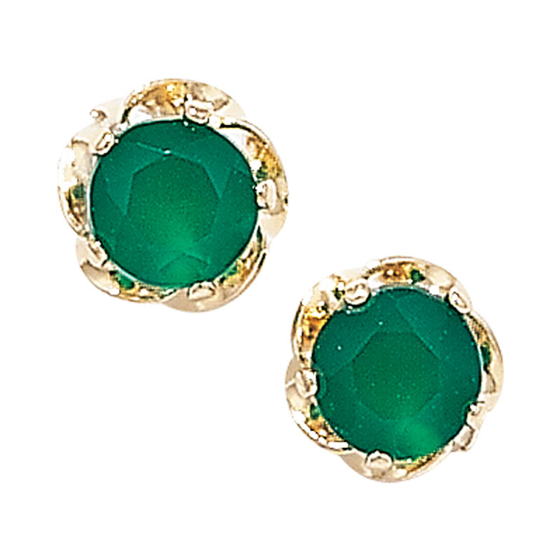 9ct Green Circle Studs