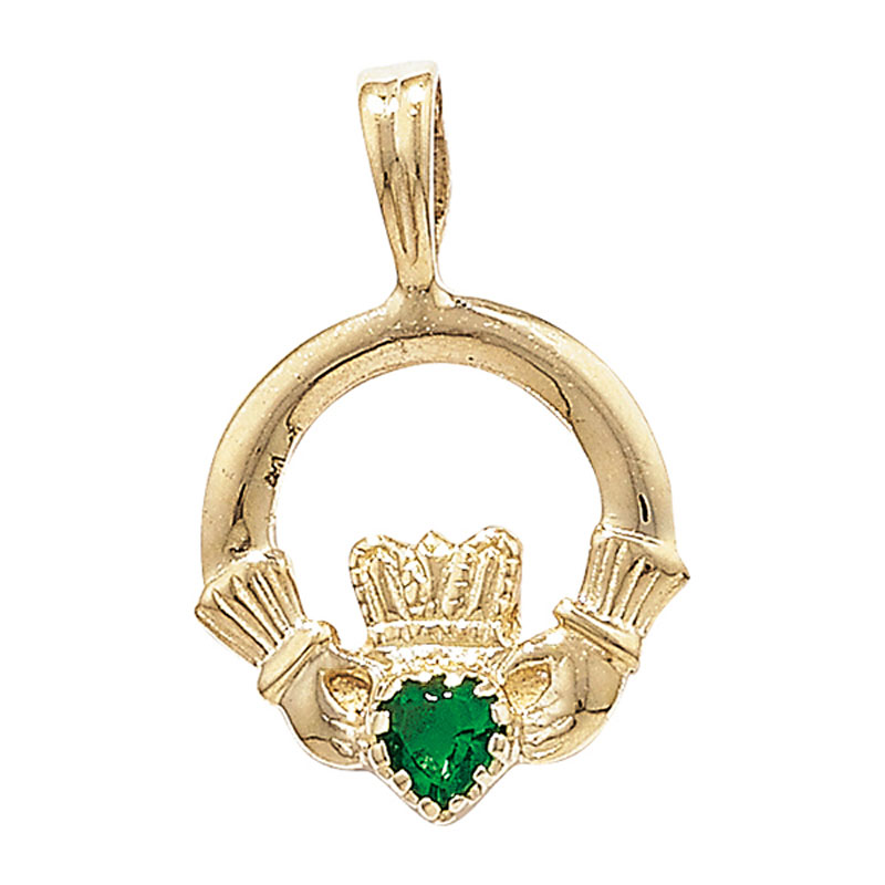 9ct Green Claddagh Pendant