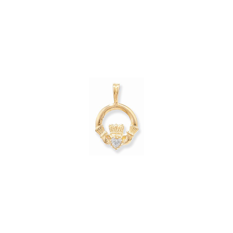 9ct CZ Claddagh Pendant