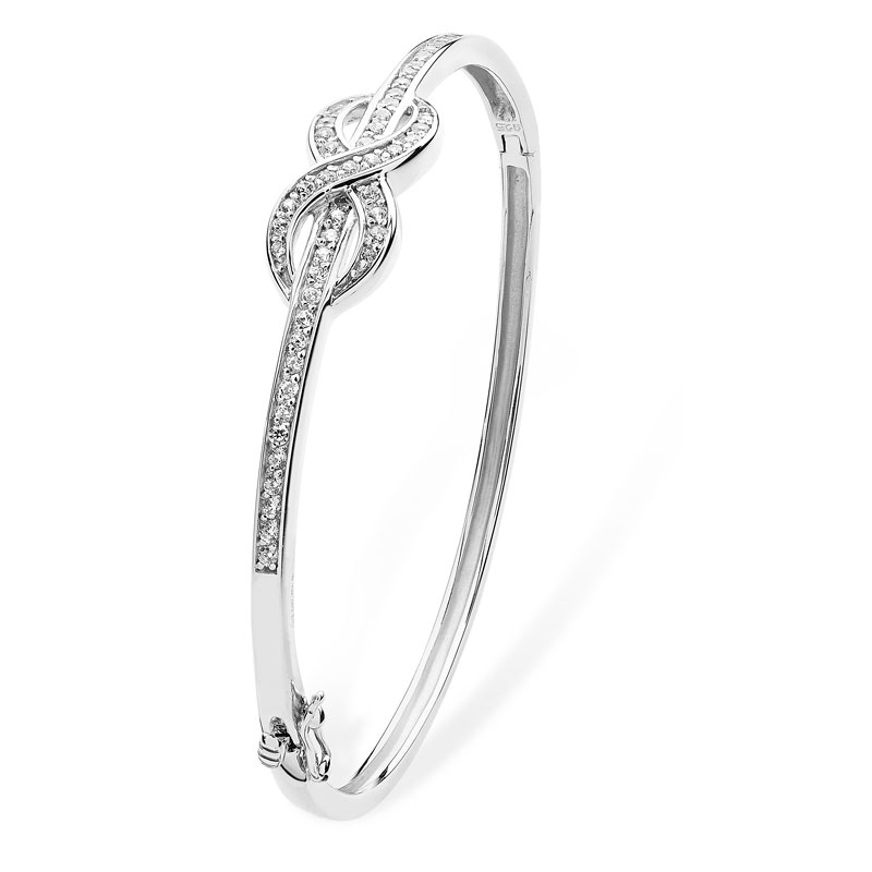 Silver CZ Infinity Bangle