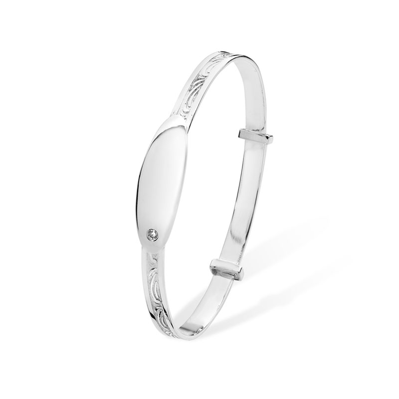 Kids ID Bangle with Clear CZ