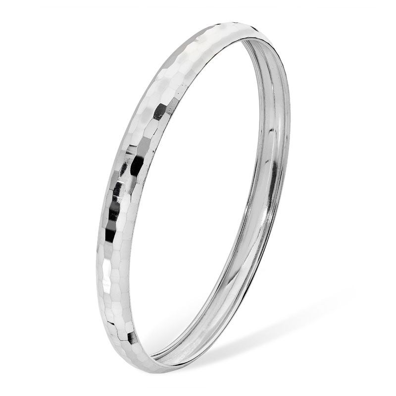 Silver Hammered Style Bangle