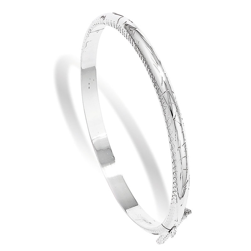 Silver 5mm Engraved Bangle