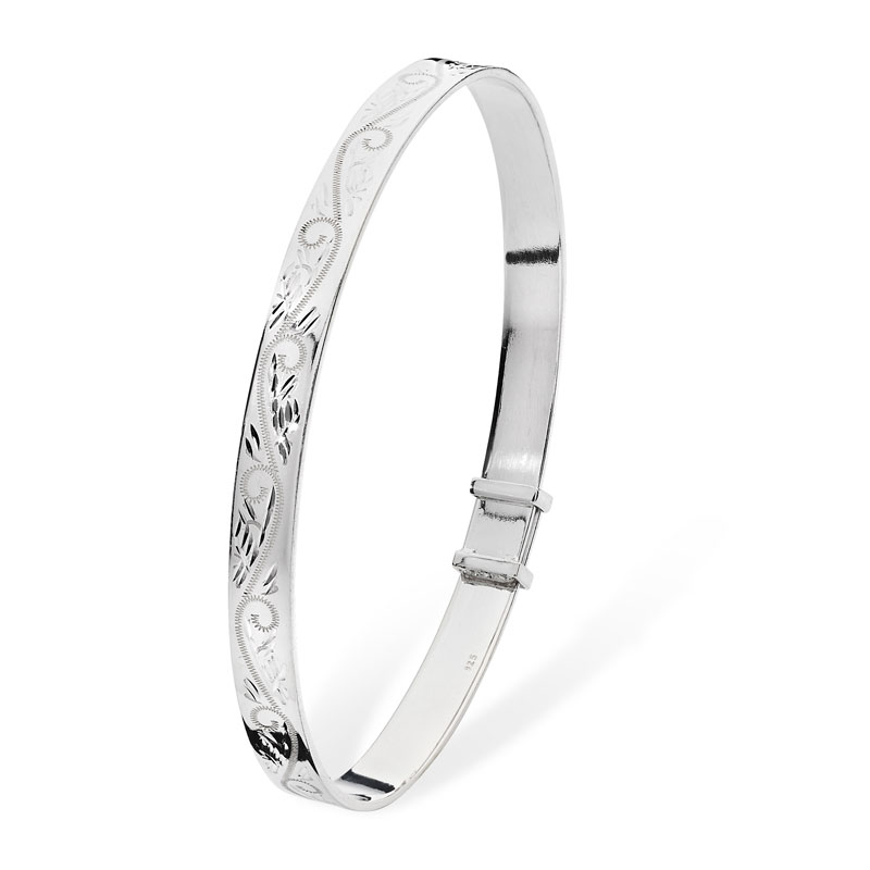 Silver Engraved Bangle