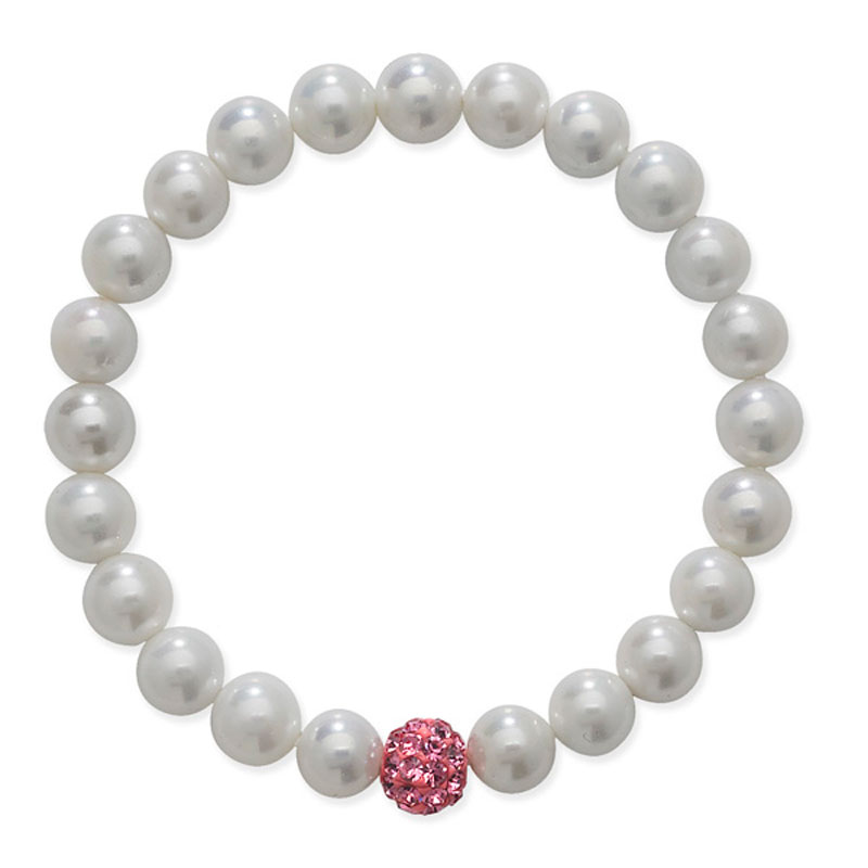 Stretchy Pearl Bracelet With Pink