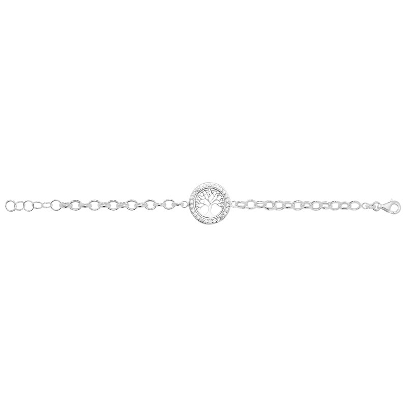 Silver CZ Tree Of Life Bracelet