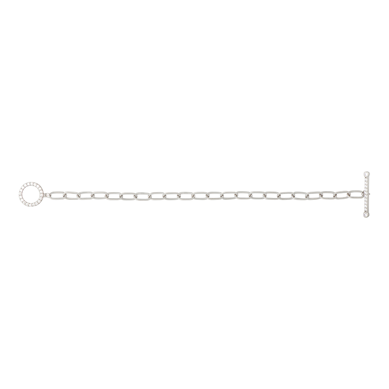 Sterling Silver T-BAR Bracelet with CZ Detail